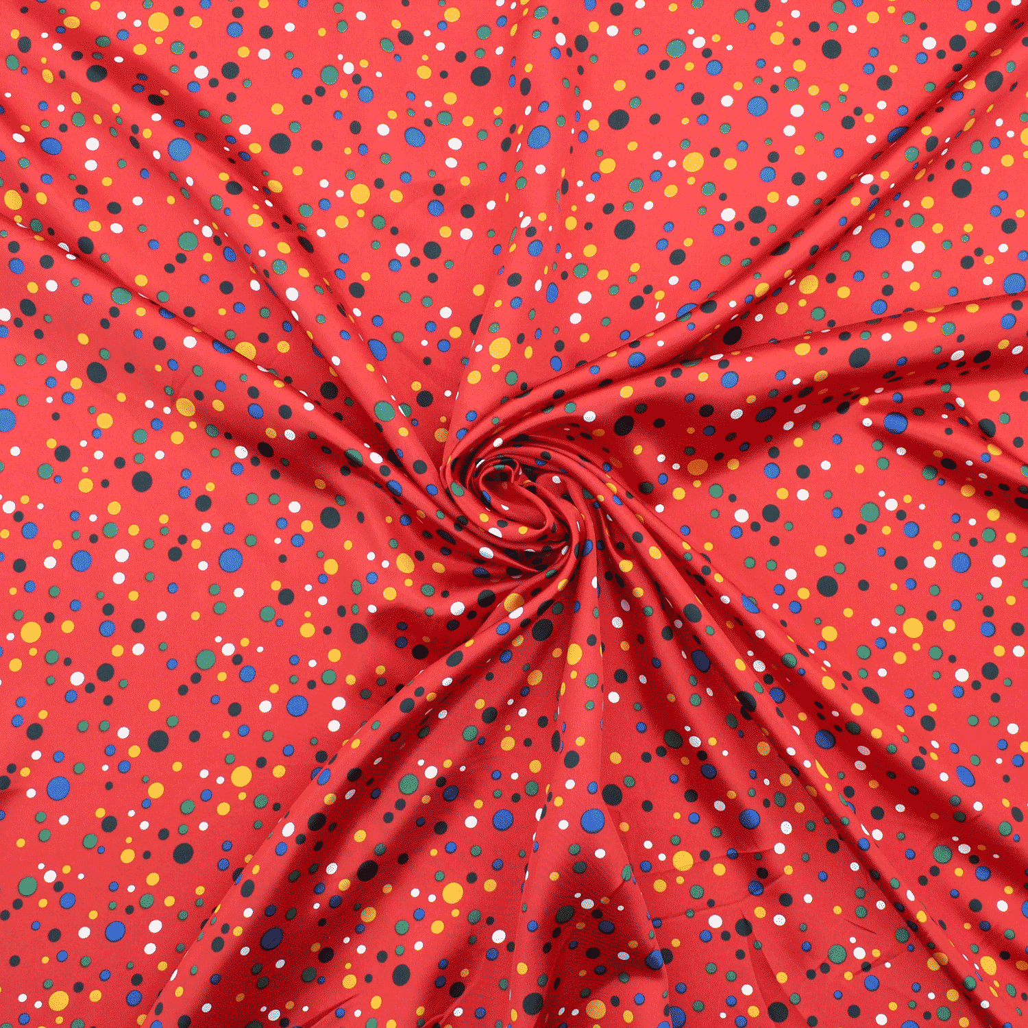 Cetim Estampado Carnaval Pintas - vermelho Cetim Estampado Tecido para Vestuário