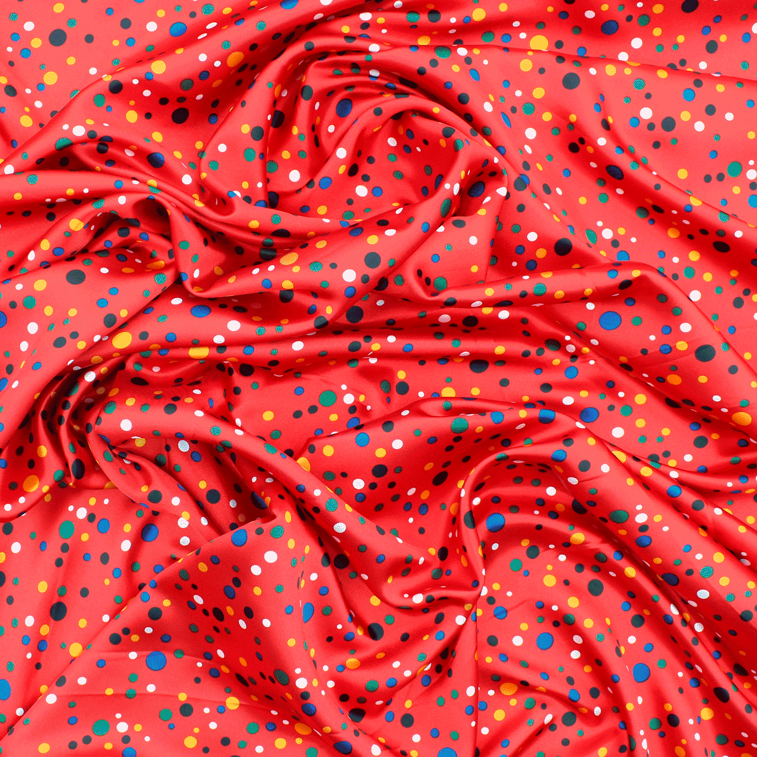 Cetim Estampado Carnaval Pintas - vermelho Cetim Estampado Tecido para Vestuário