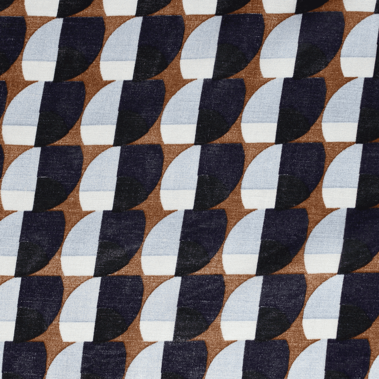 Estampado Viscose figuras - azul & camel Viscoses Estampadas Tecido para Vestuário