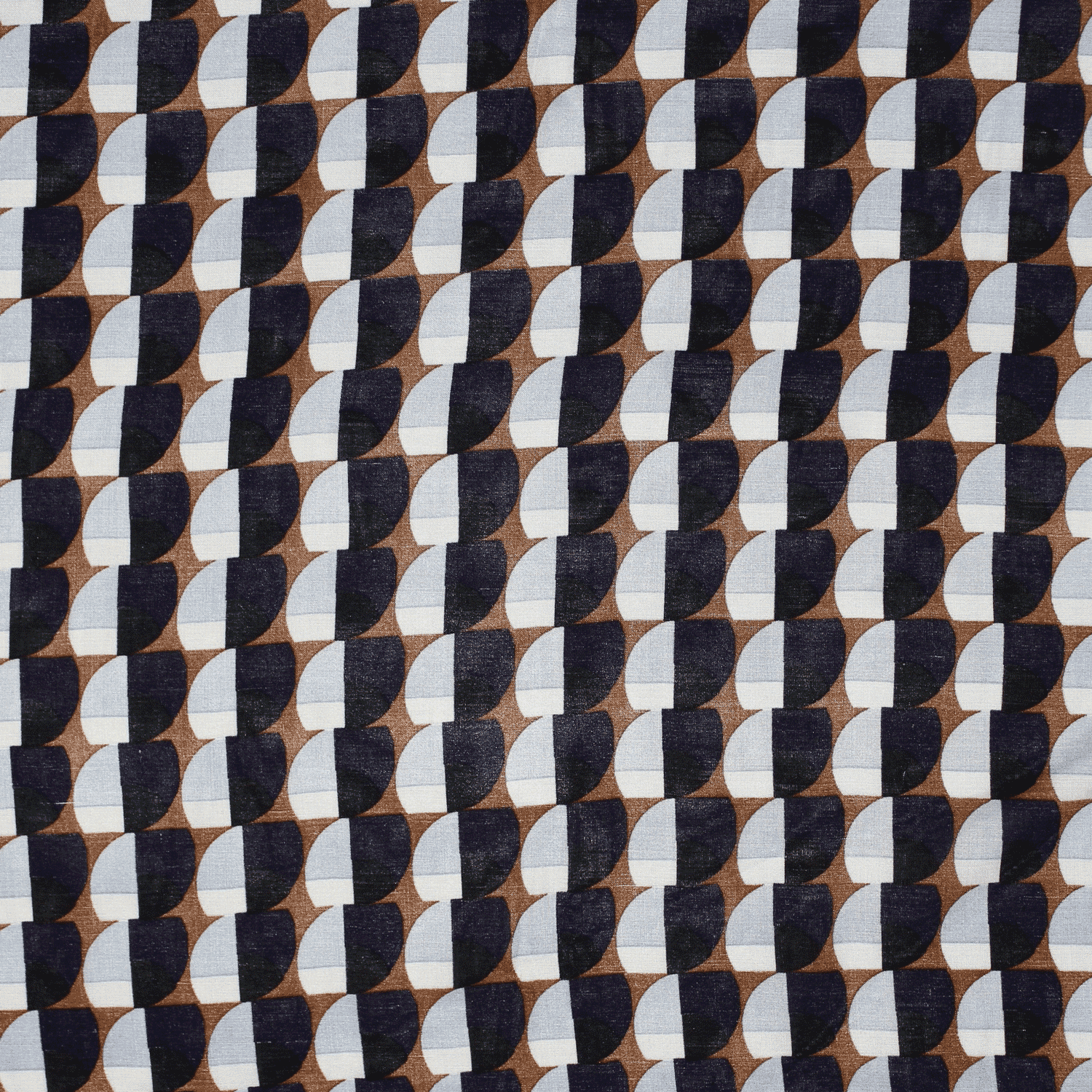 Estampado Viscose figuras - azul & camel Viscoses Estampadas Tecido para Vestuário