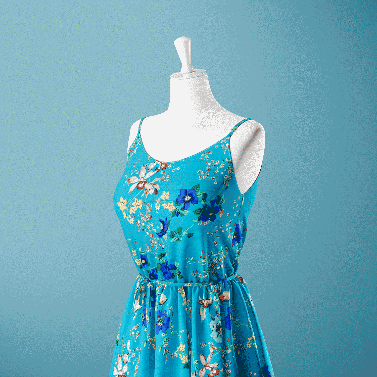 Estampado Viscose floral - azul Viscoses Estampadas Tecido para Vestuário