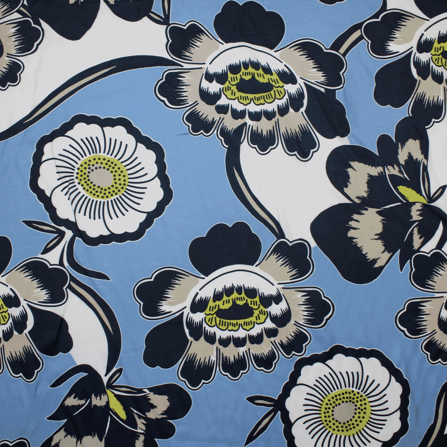 Estampado Viscose floral - azul Viscoses Estampadas Tecido para Vestuário