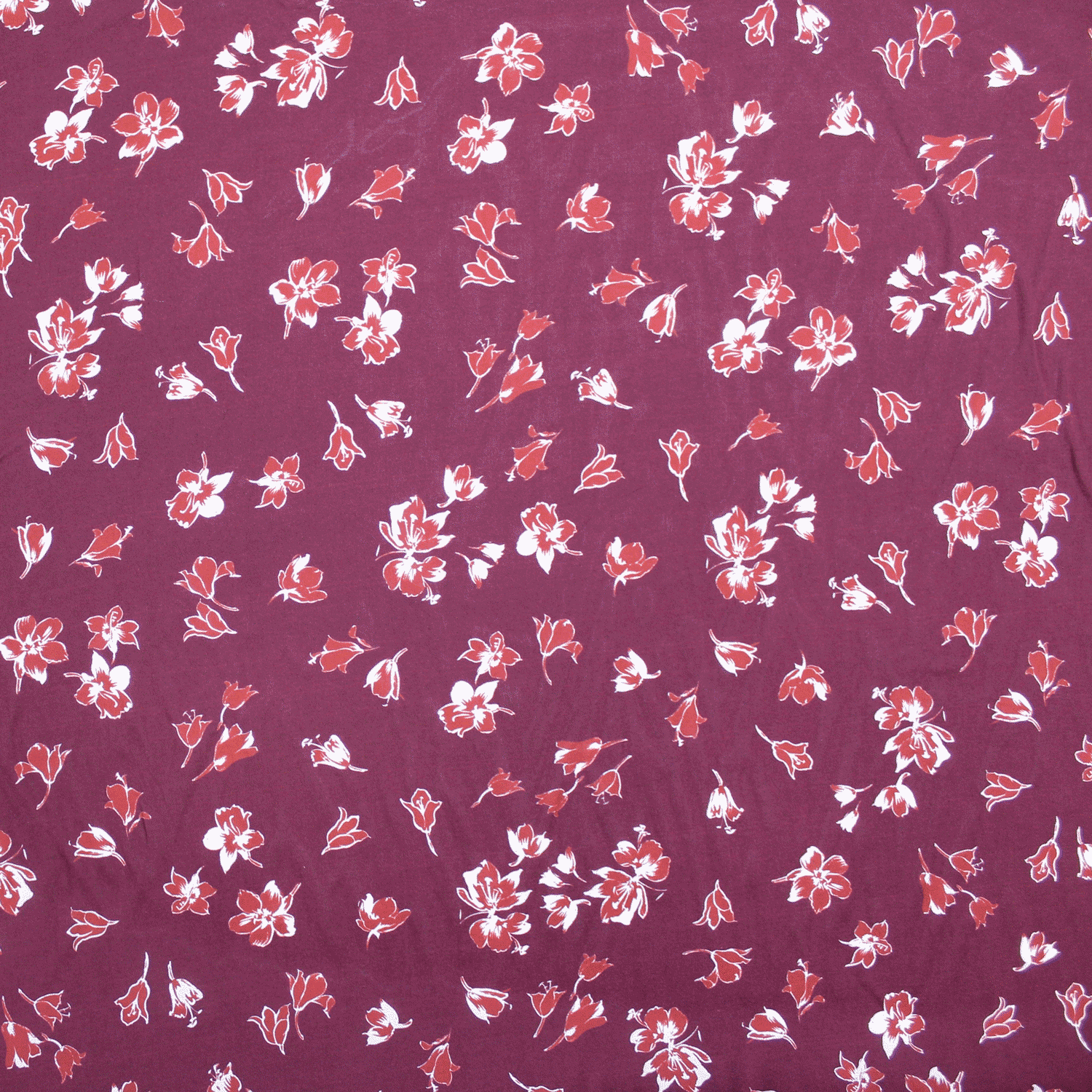 Estampado Viscose floral - bordeaux Viscoses Estampadas Tecido para Vestuário