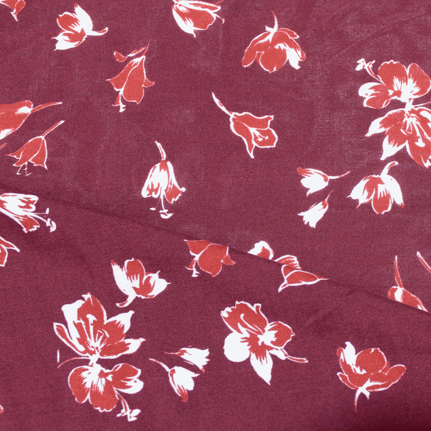 Estampado Viscose floral - bordeaux Viscoses Estampadas Tecido para Vestuário