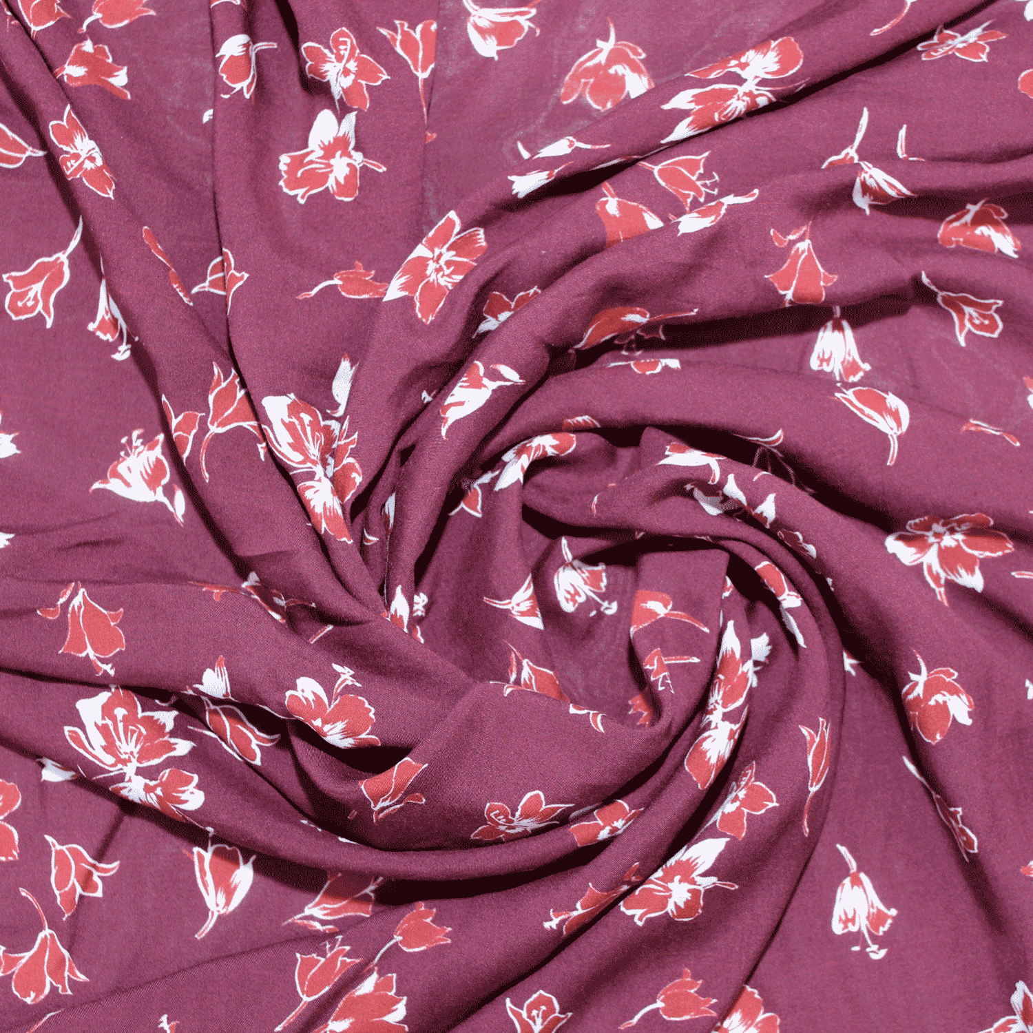 Estampado Viscose floral - bordeaux Viscoses Estampadas Tecido para Vestuário