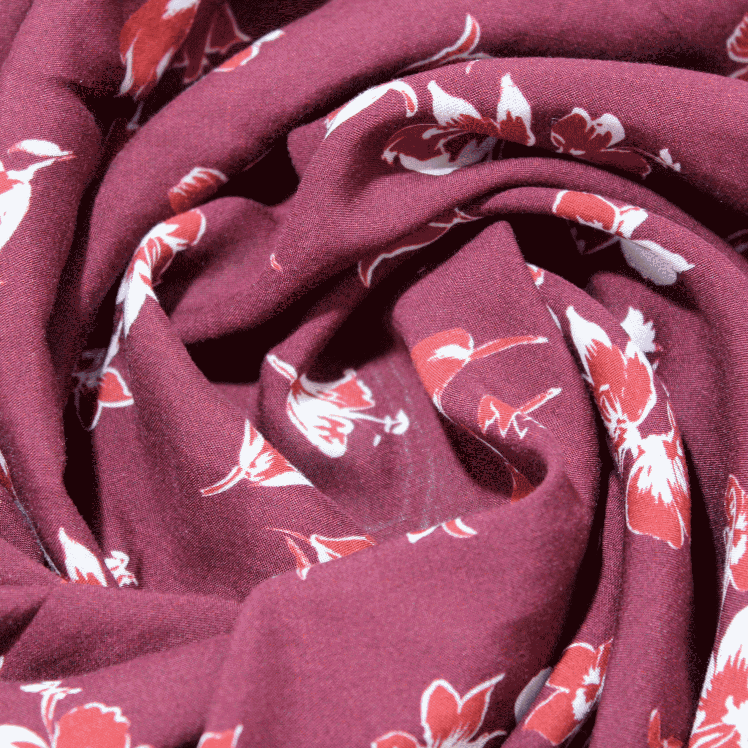 Estampado Viscose floral - bordeaux Viscoses Estampadas Tecido para Vestuário
