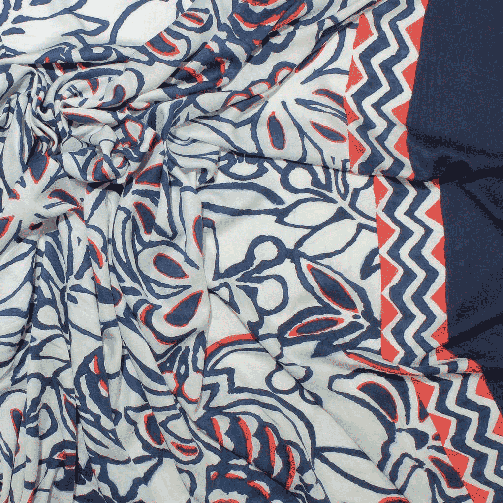 Estampado Viscose Floral c/barra - azul Viscoses Estampadas Tecido para Vestuário