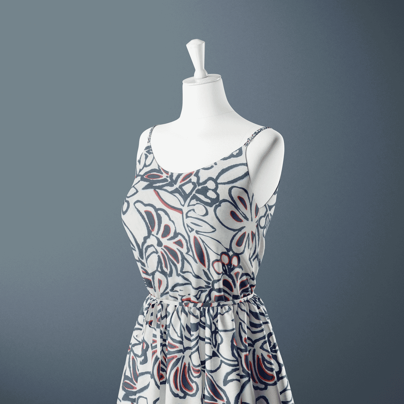 Estampado Viscose Floral c/barra - azul Viscoses Estampadas Tecido para Vestuário