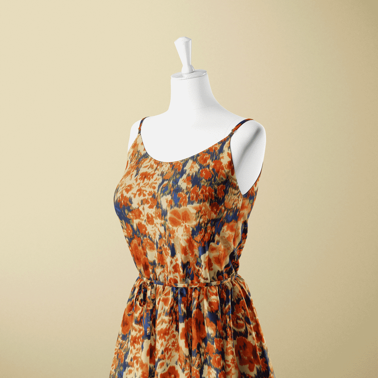 Estampado Viscose Floral - laranja & azul Viscoses Estampadas Tecido para Vestuário