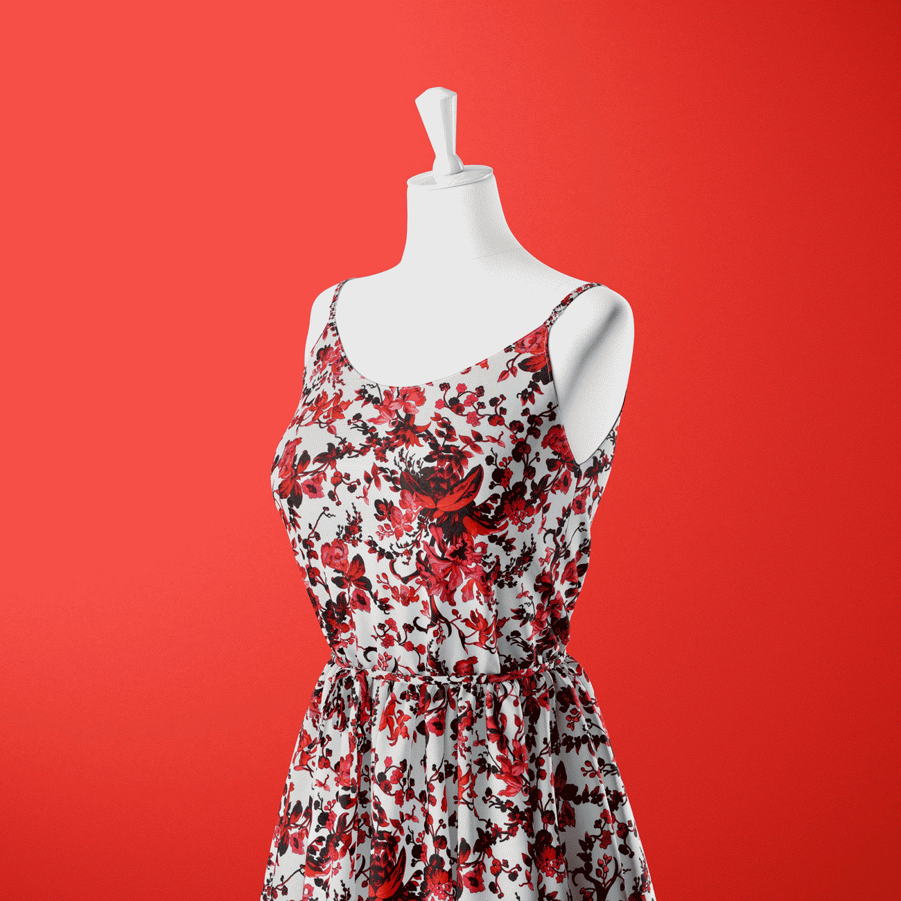 Estampado Viscose floral - rosa e vermelho Viscoses Estampadas Tecido para Vestuário