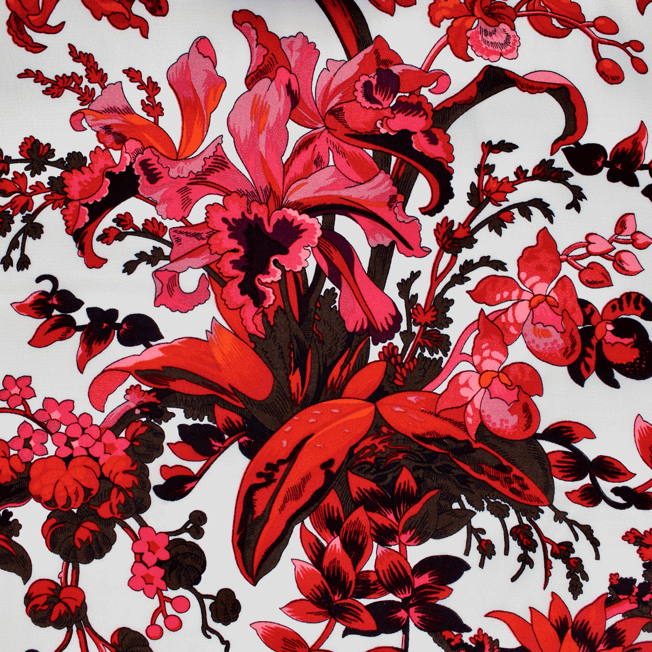 Estampado Viscose floral - rosa e vermelho Viscoses Estampadas Tecido para Vestuário