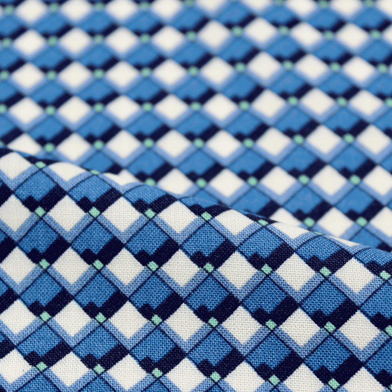 Estampado Viscose losango - azul Viscoses Estampadas Tecido para Vestuário