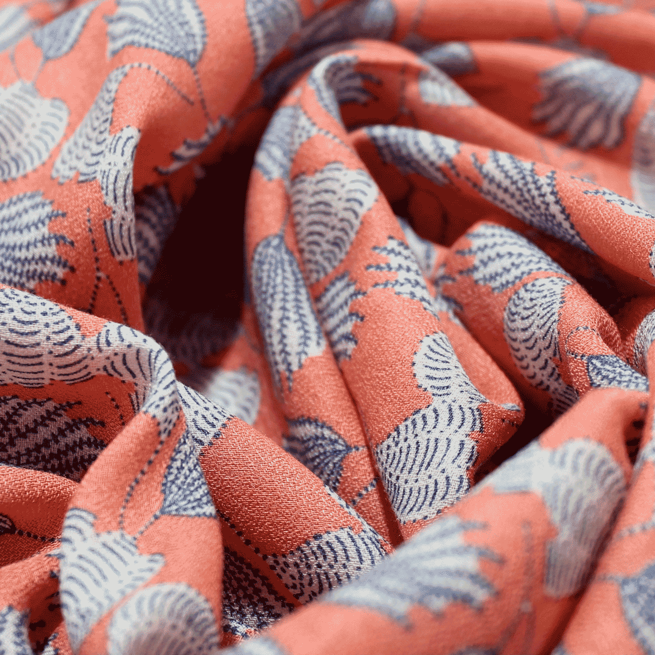 Estampado Viscose nautico - laranja Viscoses Estampadas Tecido para Vestuário