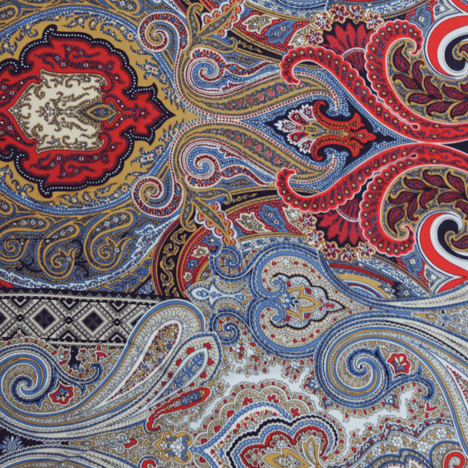 Estampado Viscose padrões - Azul & Vermelho Viscoses Estampadas Tecido para Vestuário