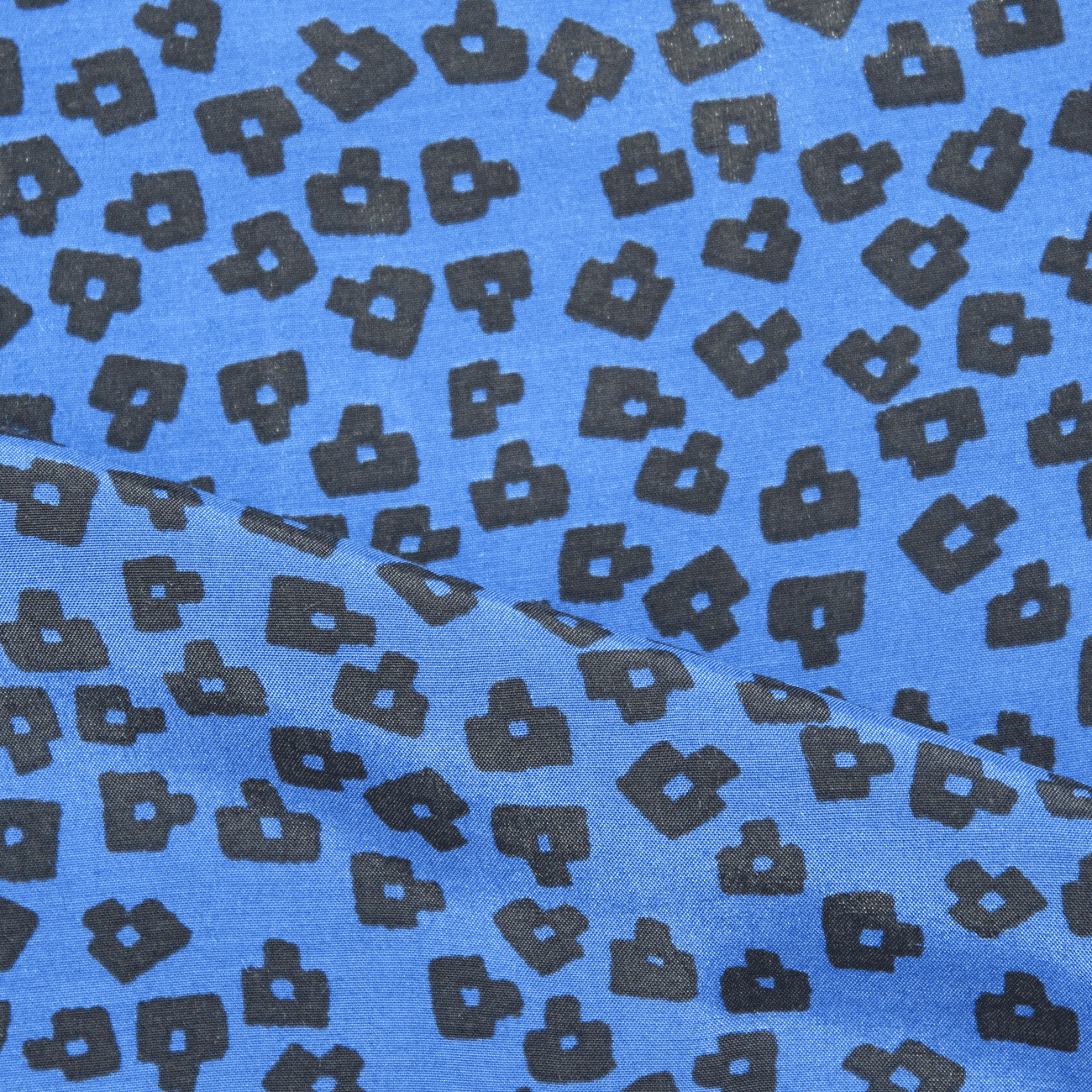 Estampado Viscose Print Animal - azul & preto Viscoses Estampadas Tecido para Vestuário