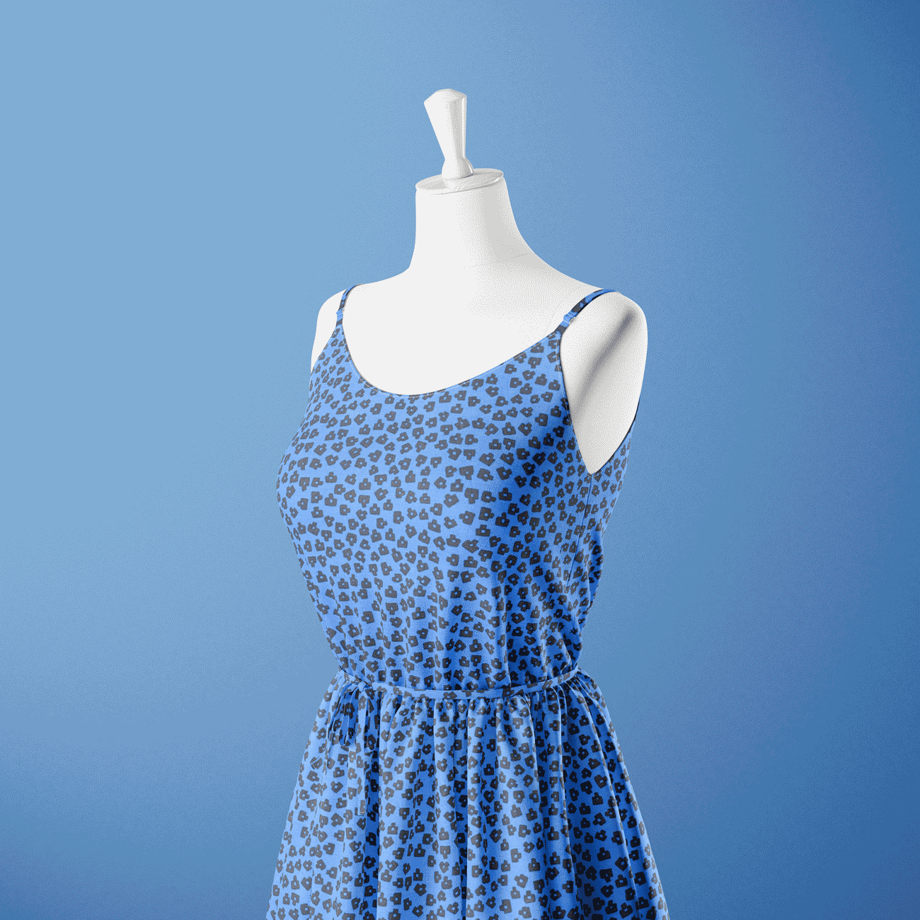 Estampado Viscose Print - azul & preto Confecção Feira dos Tecidos Online
