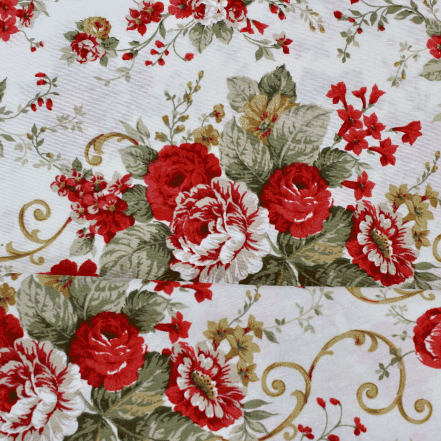 Loneta Floral - vermelho Loneta Estampada Tecido para Decoração