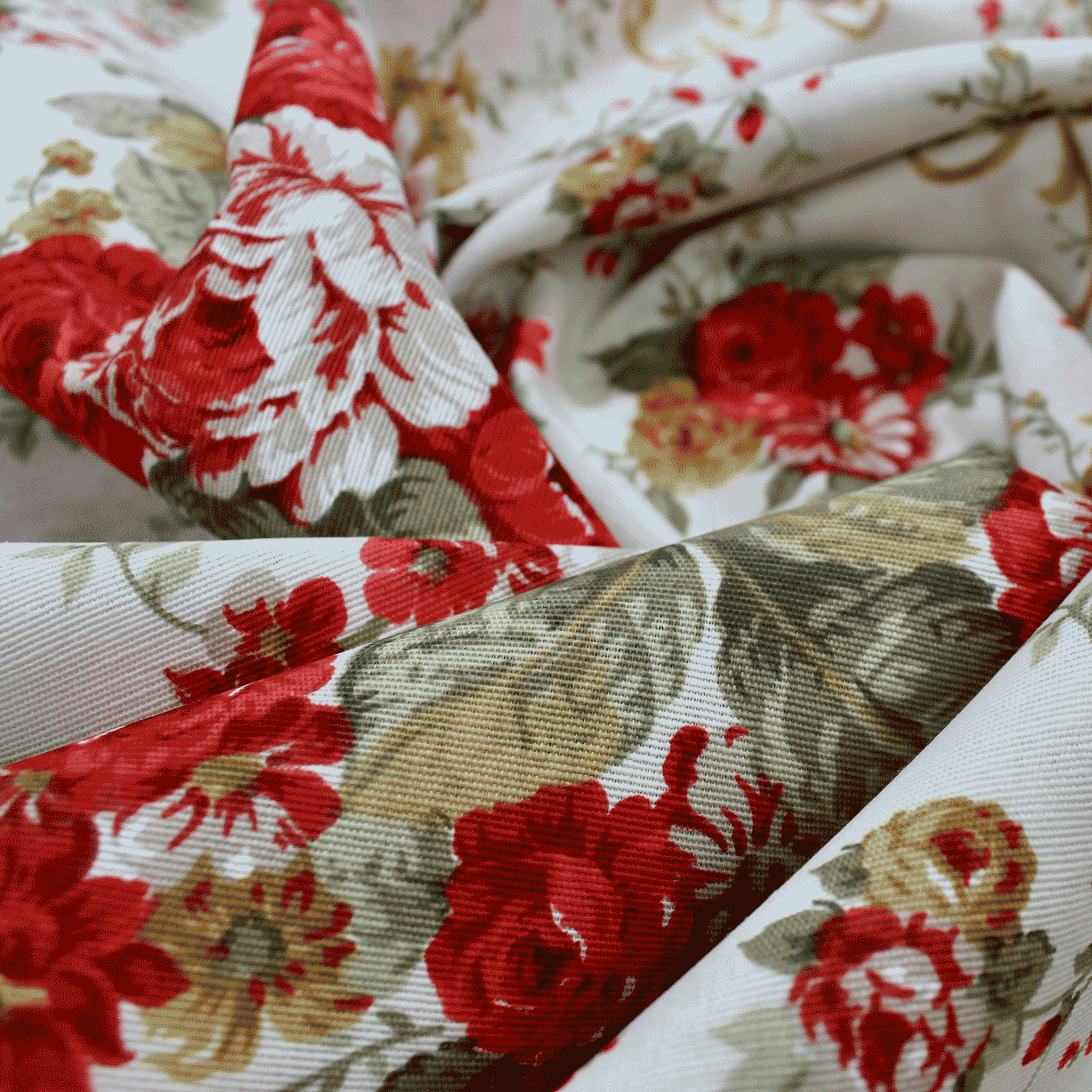 Loneta Floral - vermelho Loneta Estampada Tecido para Decoração