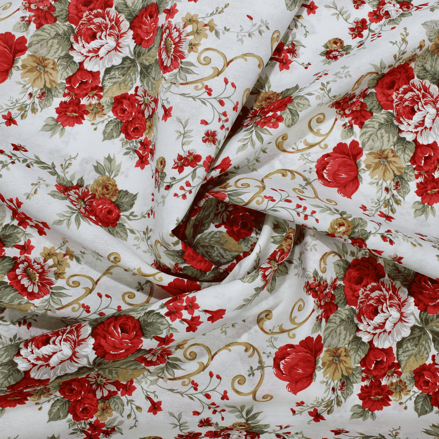 Loneta Floral - vermelho Loneta Estampada Tecido para Decoração