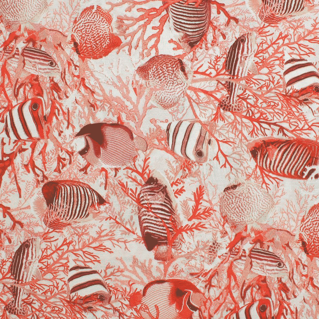 Loneta Nautico Peixes- vermelho Loneta Estampada Tecido para Decoração