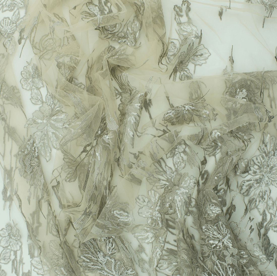 Renda de Cerimónia Bordada - Bege Rendas Tecido para Vestuário