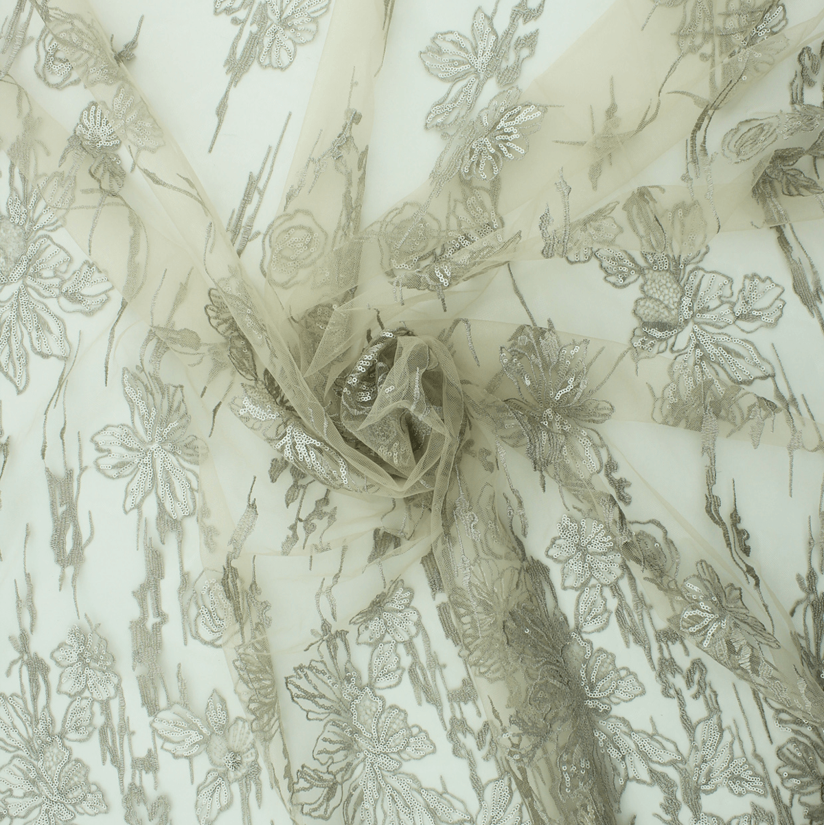 Renda de Cerimónia Bordada - Bege Rendas Tecido para Vestuário