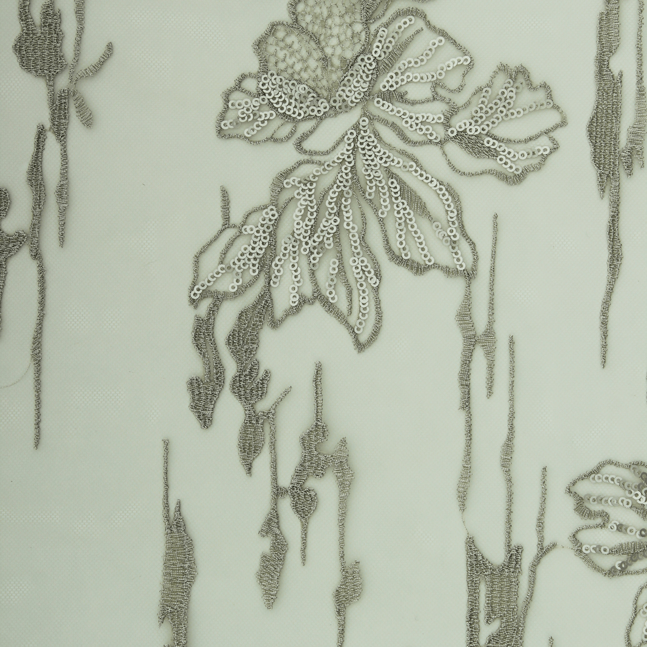 Renda de Cerimónia Bordada - Bege Rendas Tecido para Vestuário