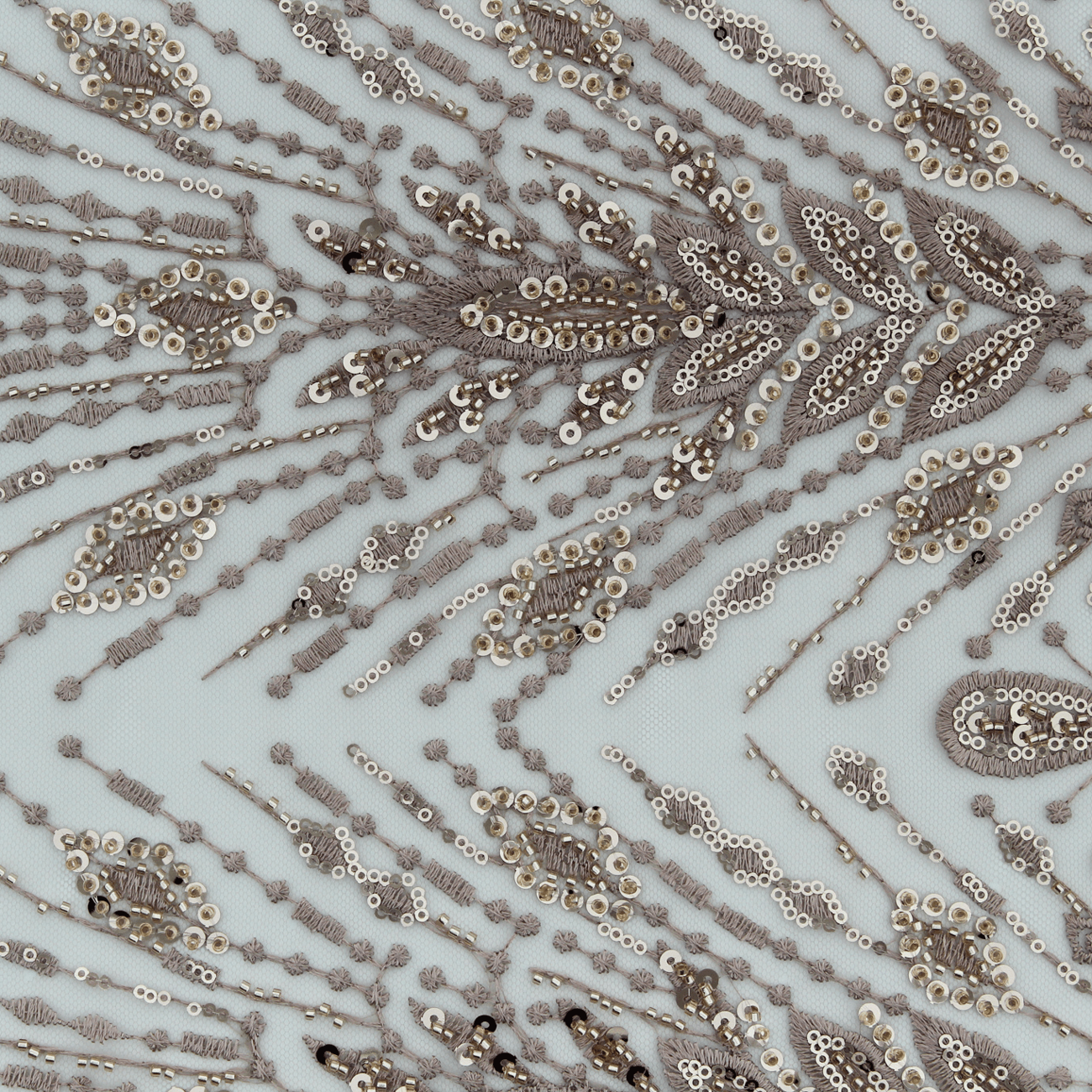 Renda de Cerimónia Bordada com Lantejoulas e Missangas - Rosa Dourado Rendas Tecido para Vestuário