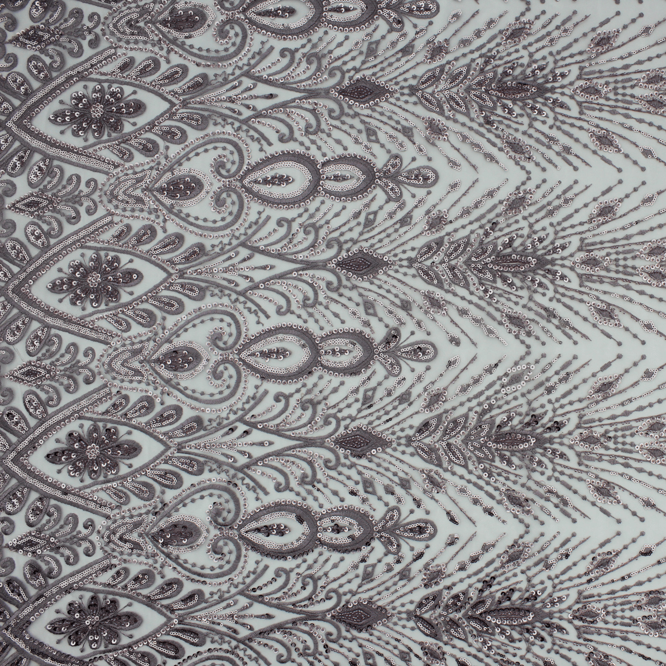 Renda de Cerimónia Bordada com Lantejoulas e Missangas - Rosa Rendas Tecido para Vestuário