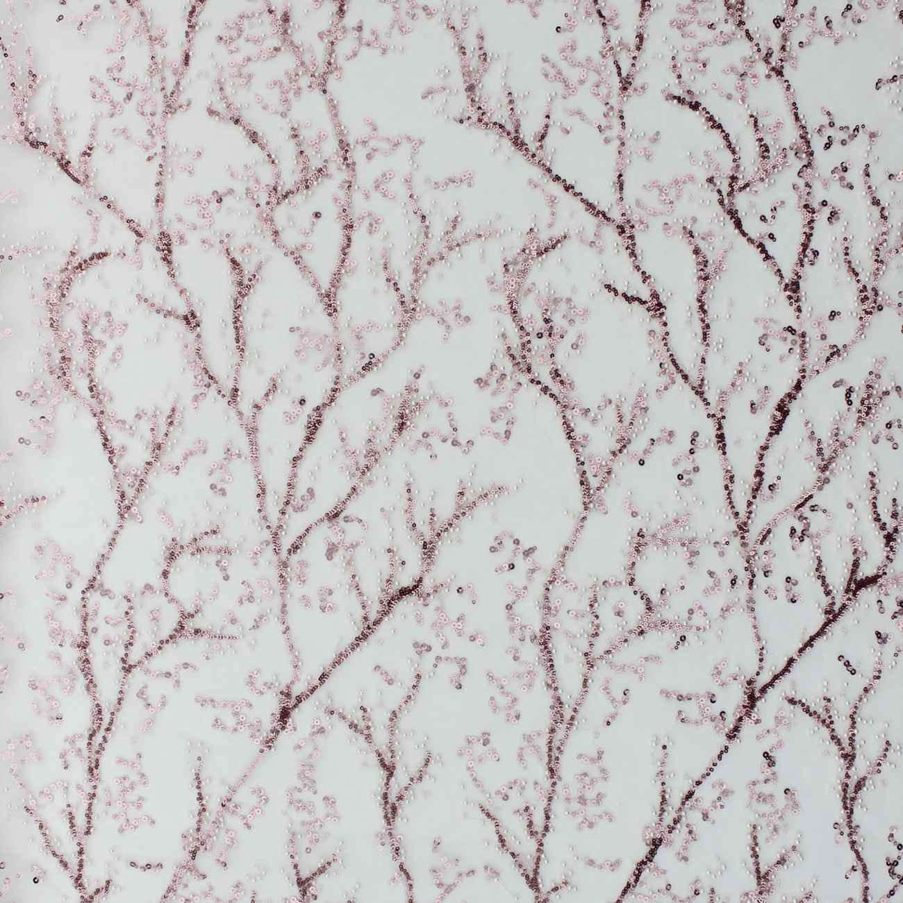 Renda de Cerimónia Bordada com Pérolas e Missangas - Rosa Rendas Tecido para Vestuário