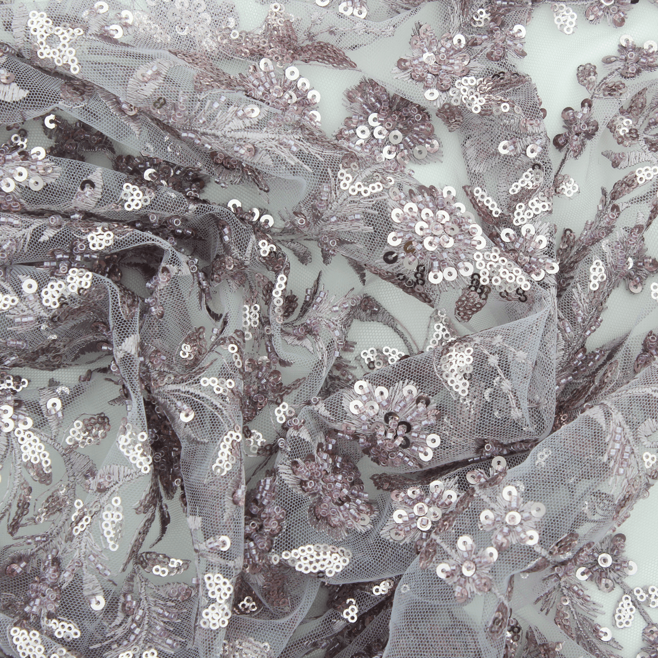 Renda de Cerimónia Bordada Lantejoulas - Rosa Rendas Tecido para Vestuário