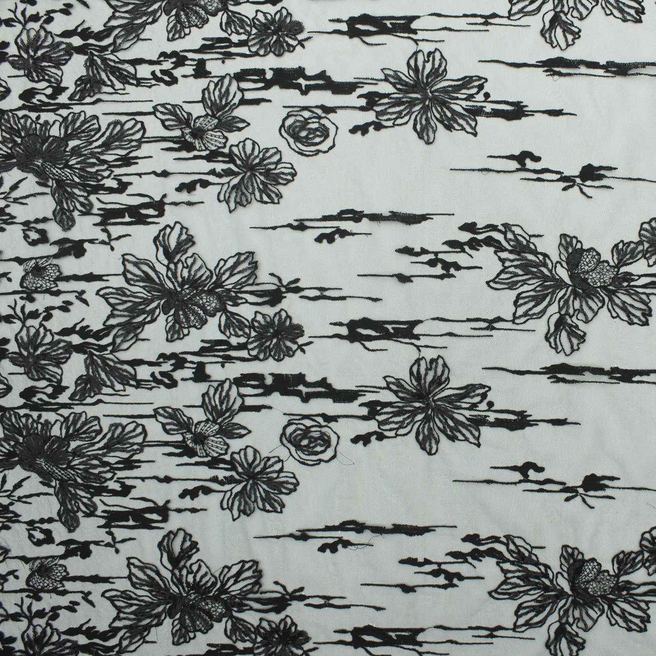 Renda de Cerimónia Bordada - Preto Rendas Tecido para Vestuário