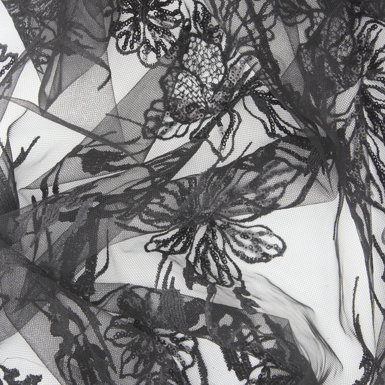 Renda de Cerimónia Bordada - Preto Rendas Tecido para Vestuário