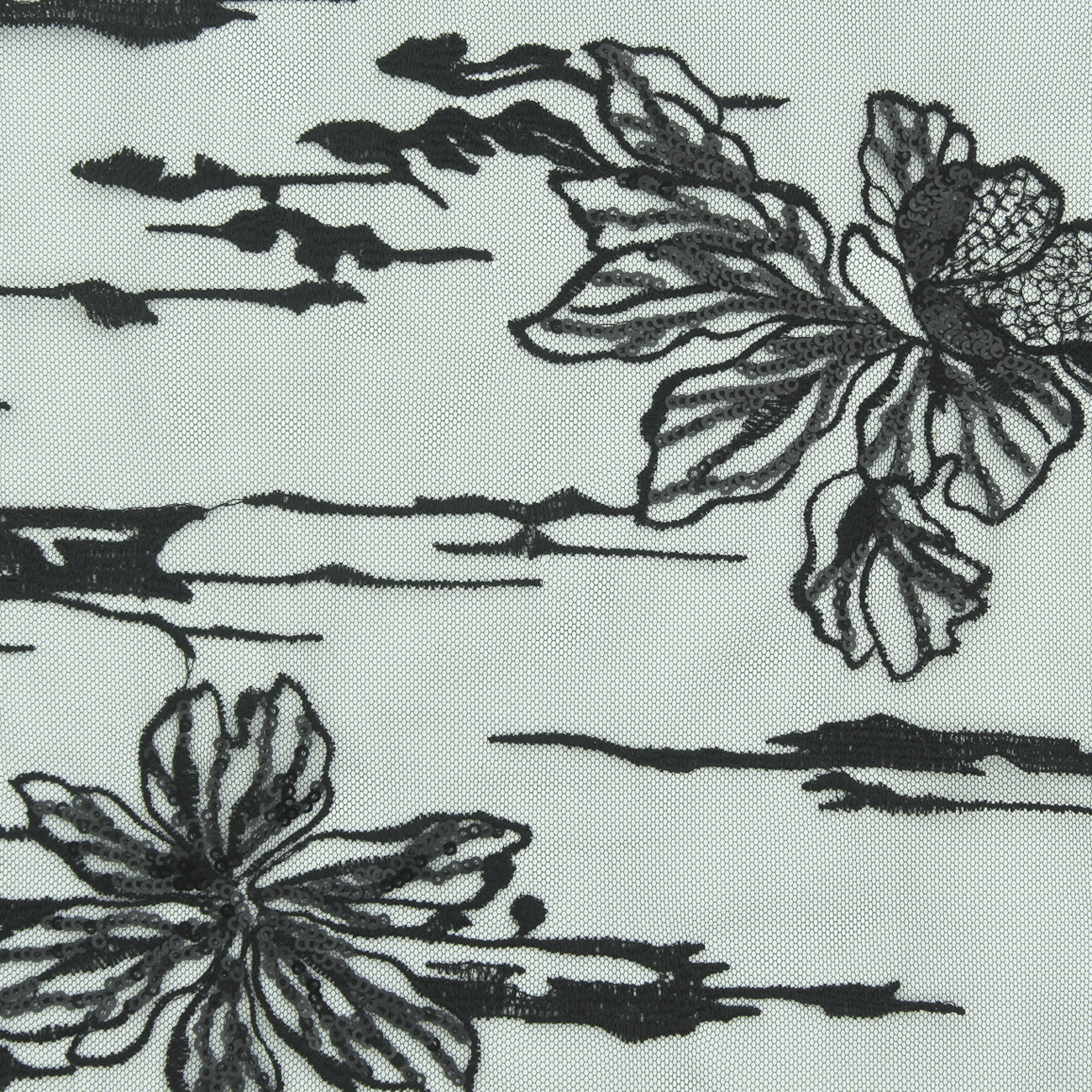 Renda de Cerimónia Bordada - Preto Rendas Tecido para Vestuário