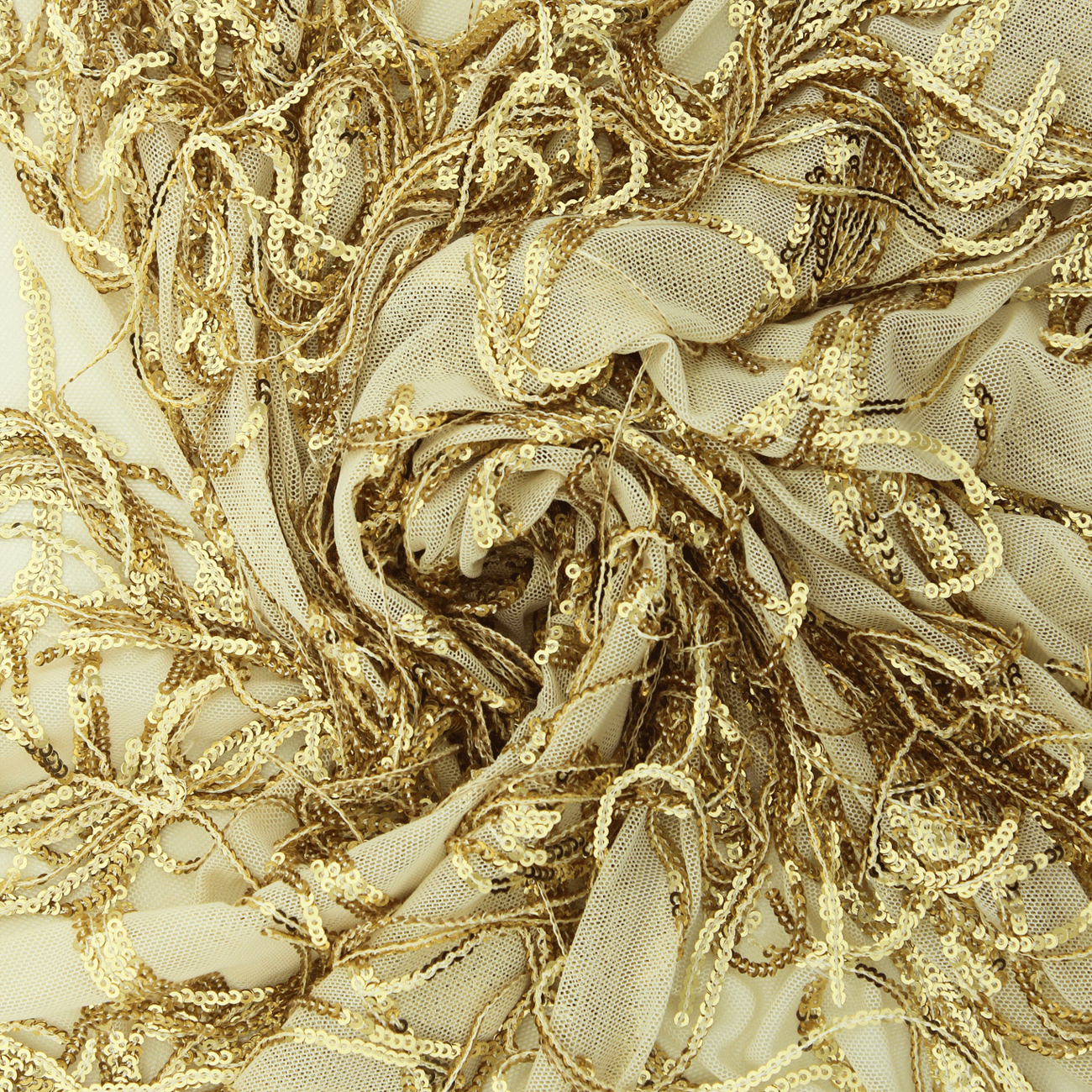 Renda de Cerimónia com Lantejoulas - Bege Rendas Tecido para Vestuário
