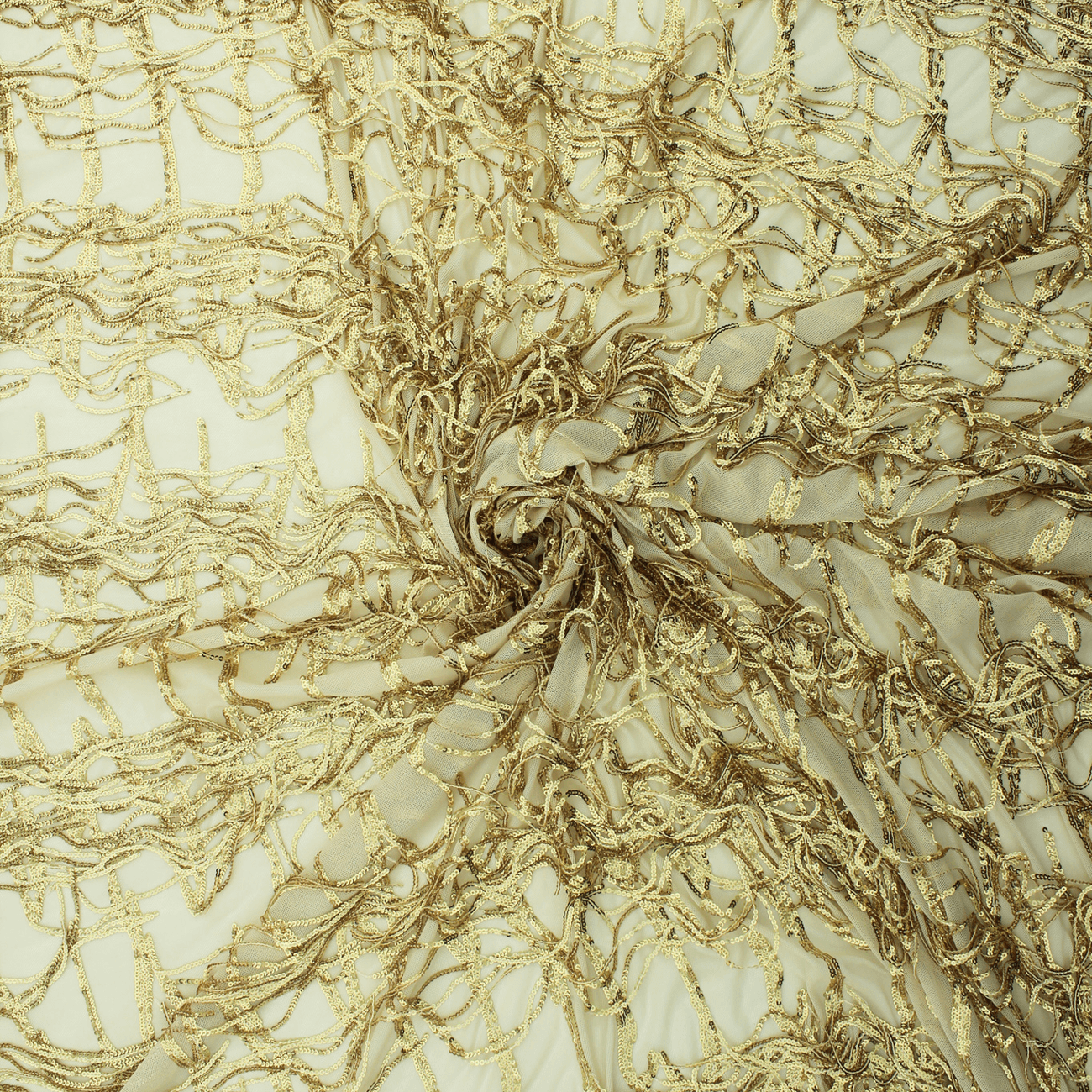 Renda de Cerimónia com Lantejoulas - Bege Rendas Tecido para Vestuário