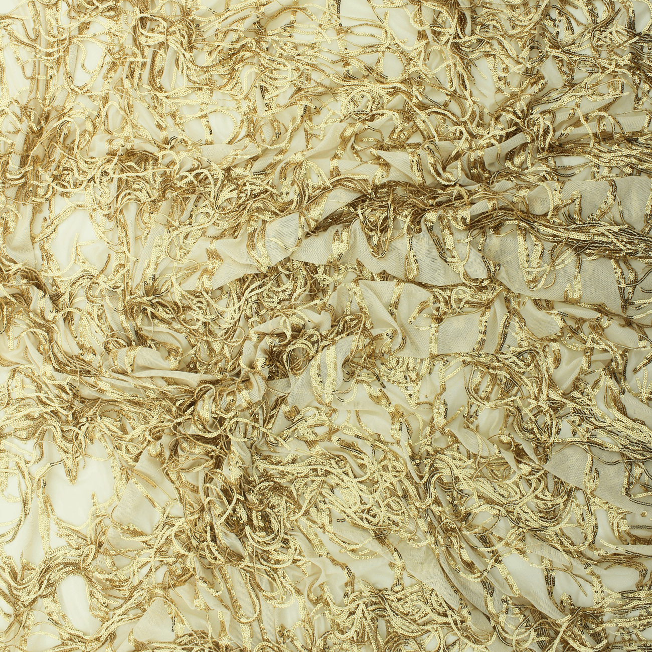 Renda de Cerimónia com Lantejoulas - Bege Rendas Tecido para Vestuário