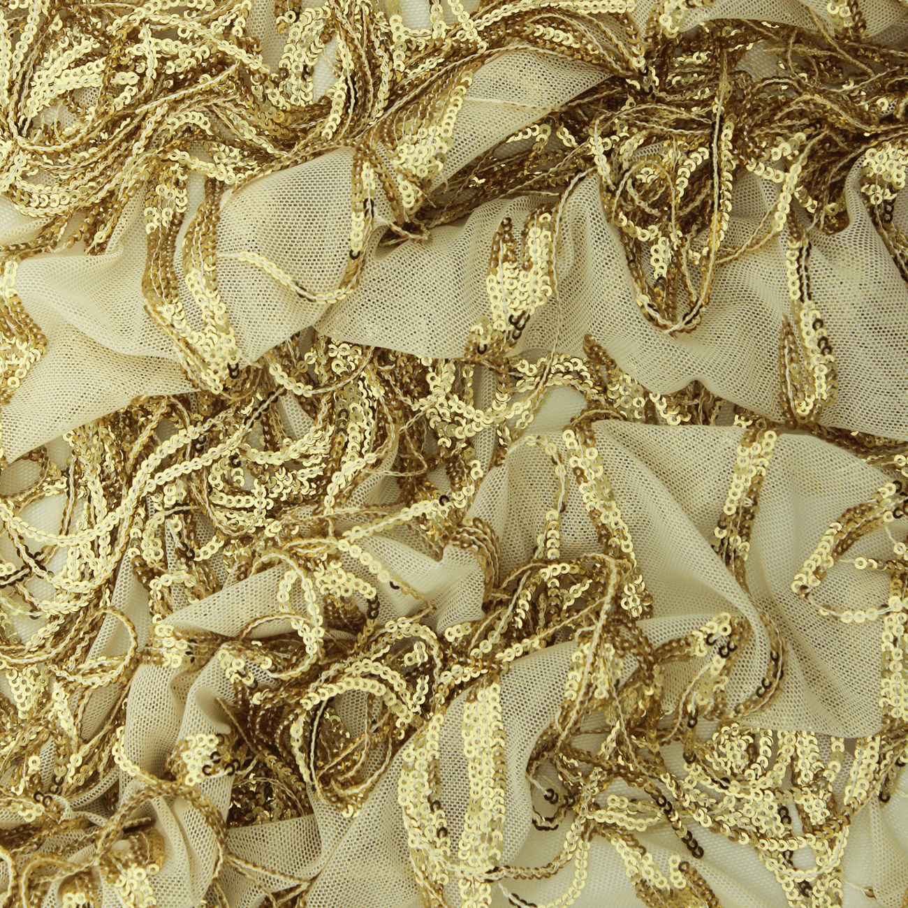 Renda de Cerimónia com Lantejoulas - Bege Rendas Tecido para Vestuário