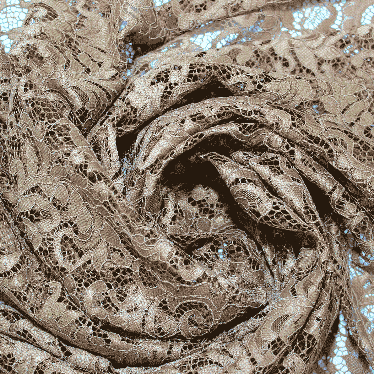 Renda de Cerimónia Floral - camel Rendas Tecido para Vestuário