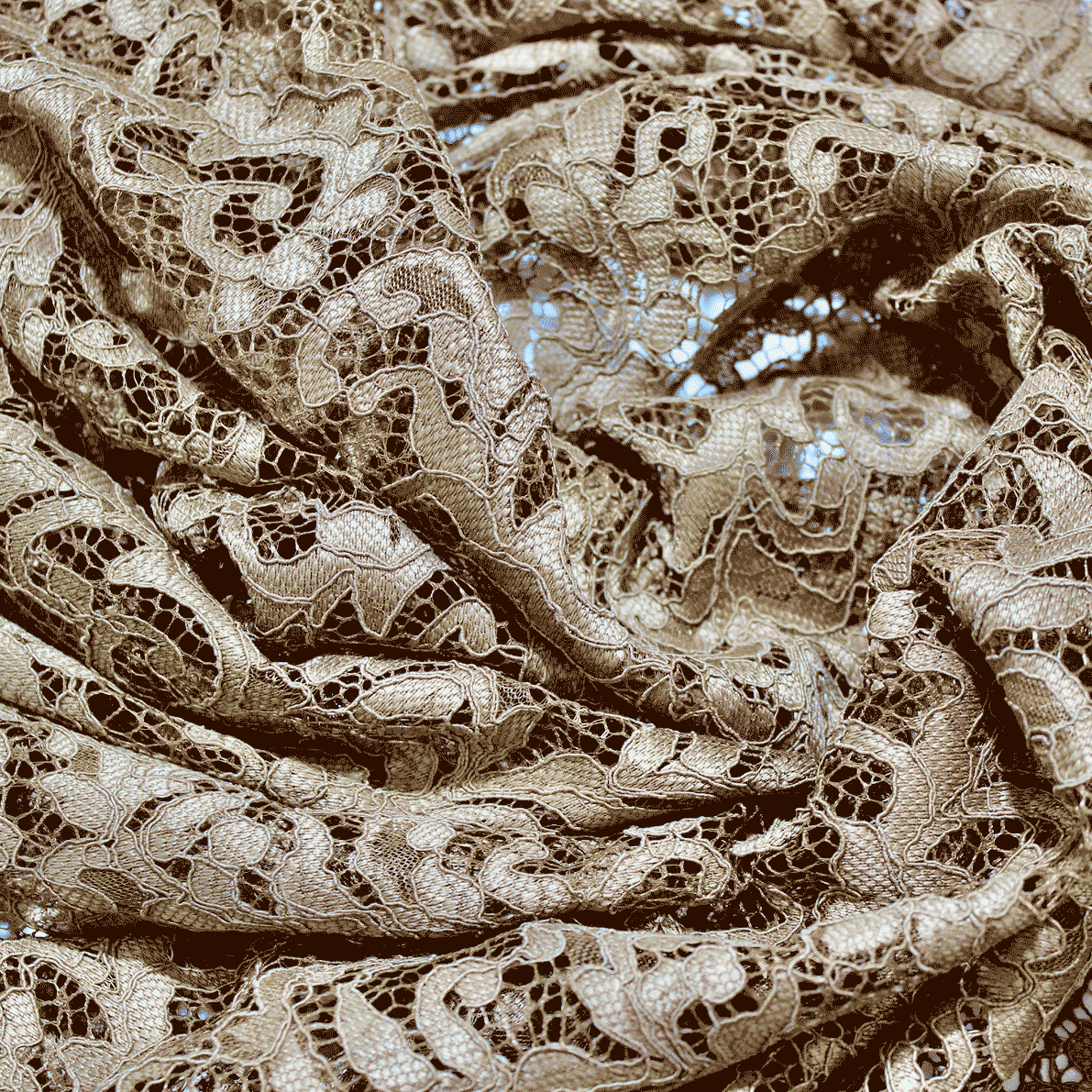 Renda de Cerimónia Floral - camel Rendas Tecido para Vestuário