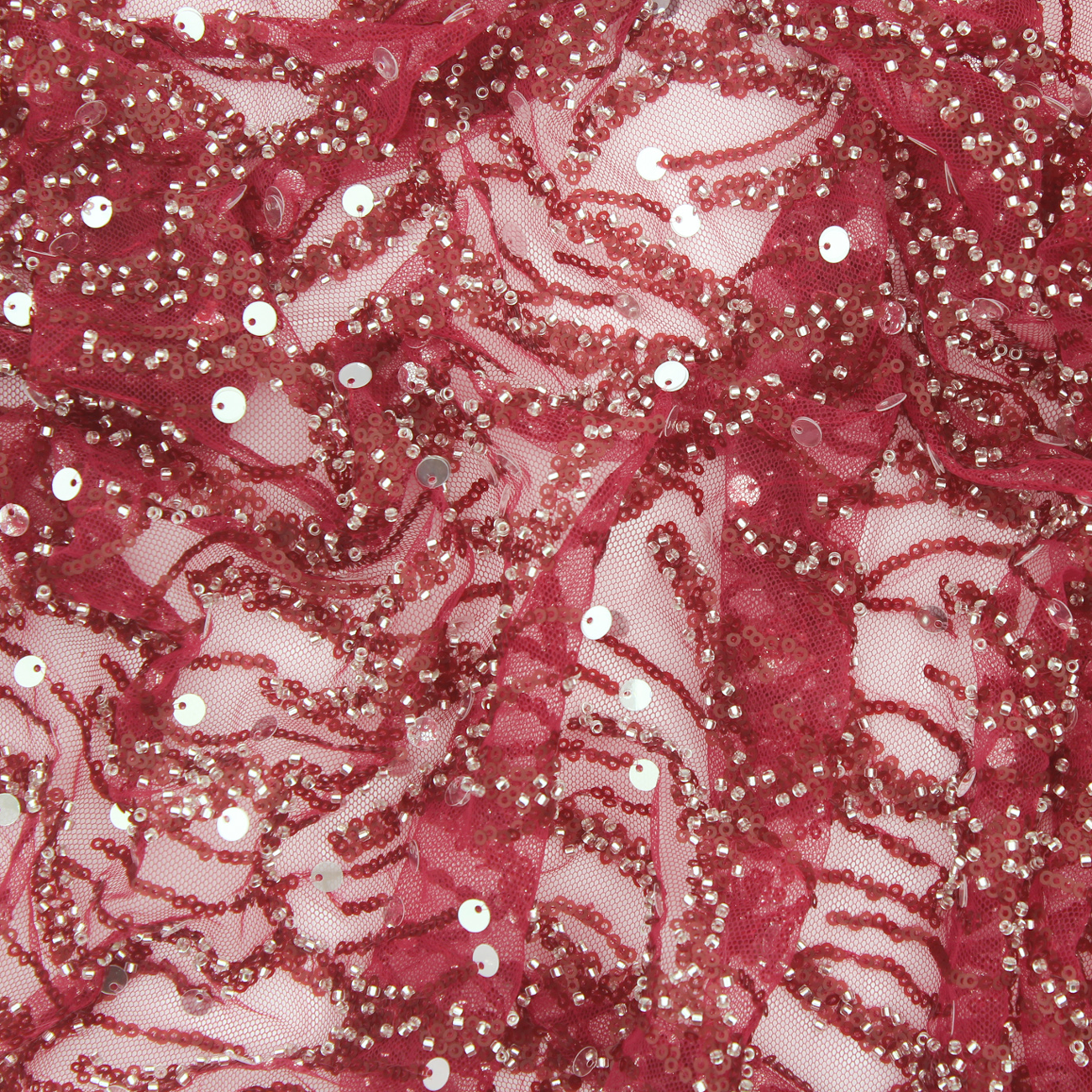 Renda de Cerimónia Lantejoulas e Missangas - Bordeaux Rendas Tecido para Vestuário