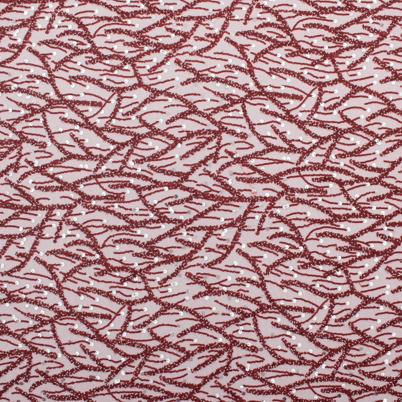 Renda de Cerimónia Lantejoulas e Missangas - Bordeaux Rendas Tecido para Vestuário