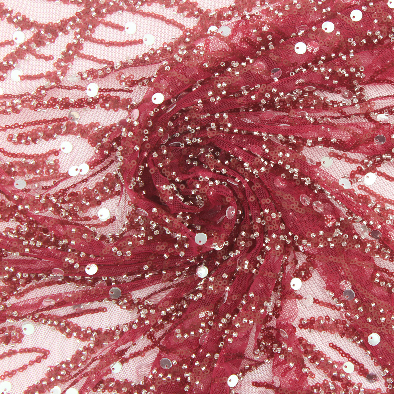 Renda de Cerimónia Lantejoulas e Missangas - Bordeaux Rendas Tecido para Vestuário