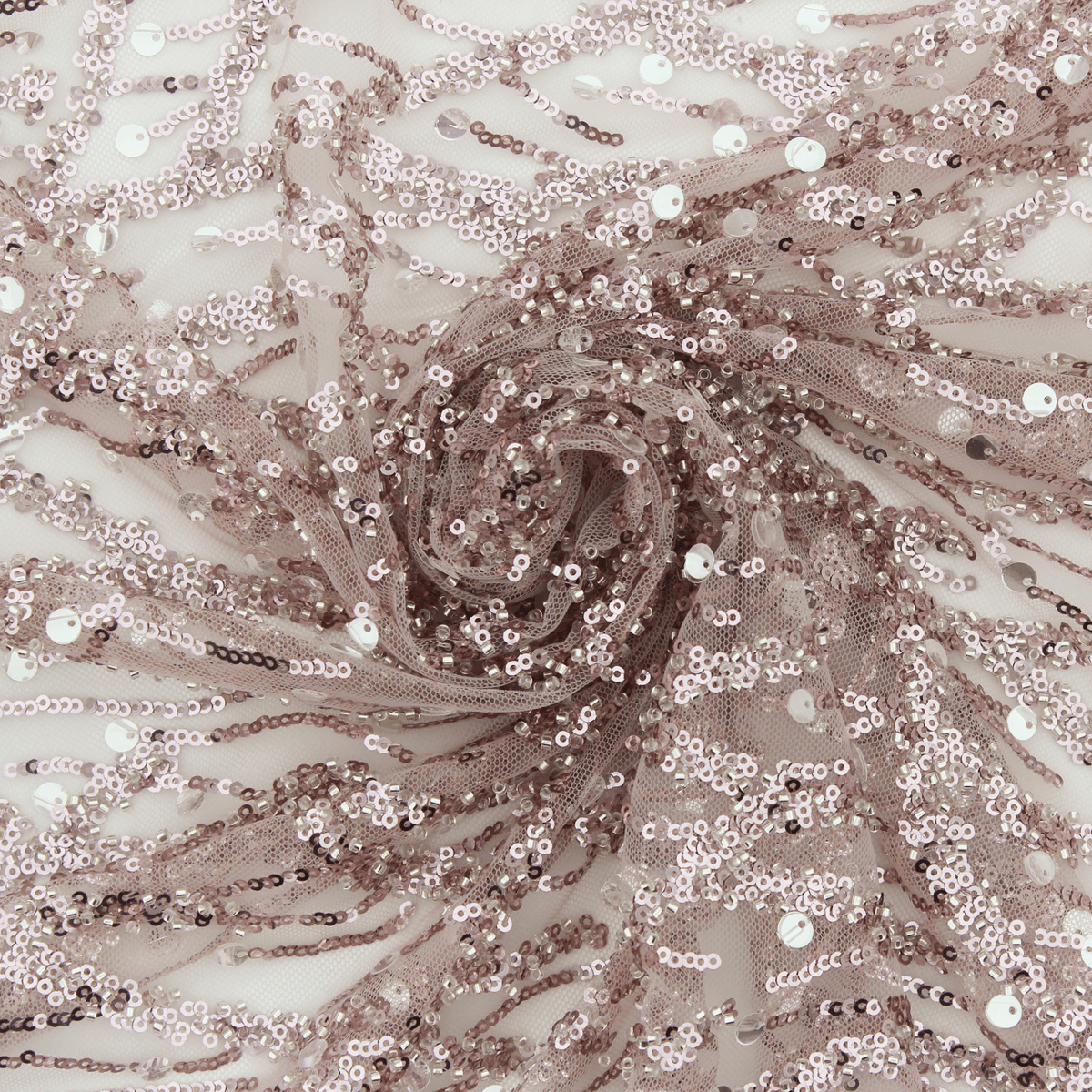Renda de Cerimónia Lantejoulas e Missangas - Rosa Rendas Tecido para Vestuário