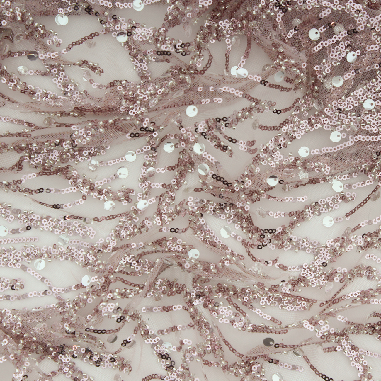 Renda de Cerimónia Lantejoulas e Missangas - Rosa Rendas Tecido para Vestuário