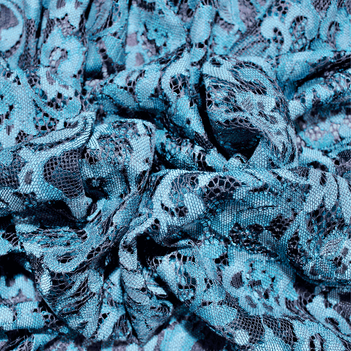 Renda de Cerimónia Vintage Floral - azul claro Rendas Tecido para Vestuário