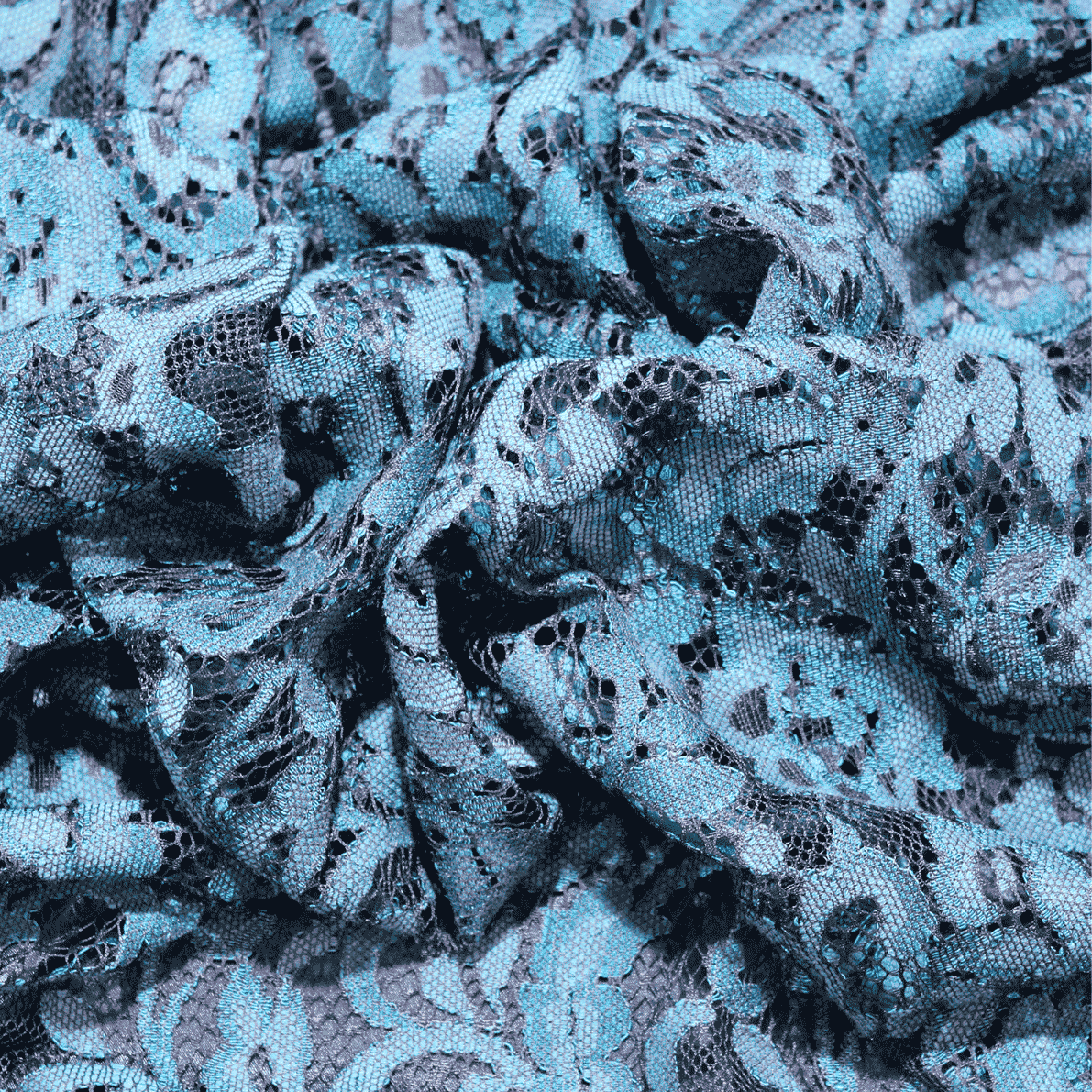 Renda de Cerimónia Vintage Floral - azul claro Rendas Tecido para Vestuário