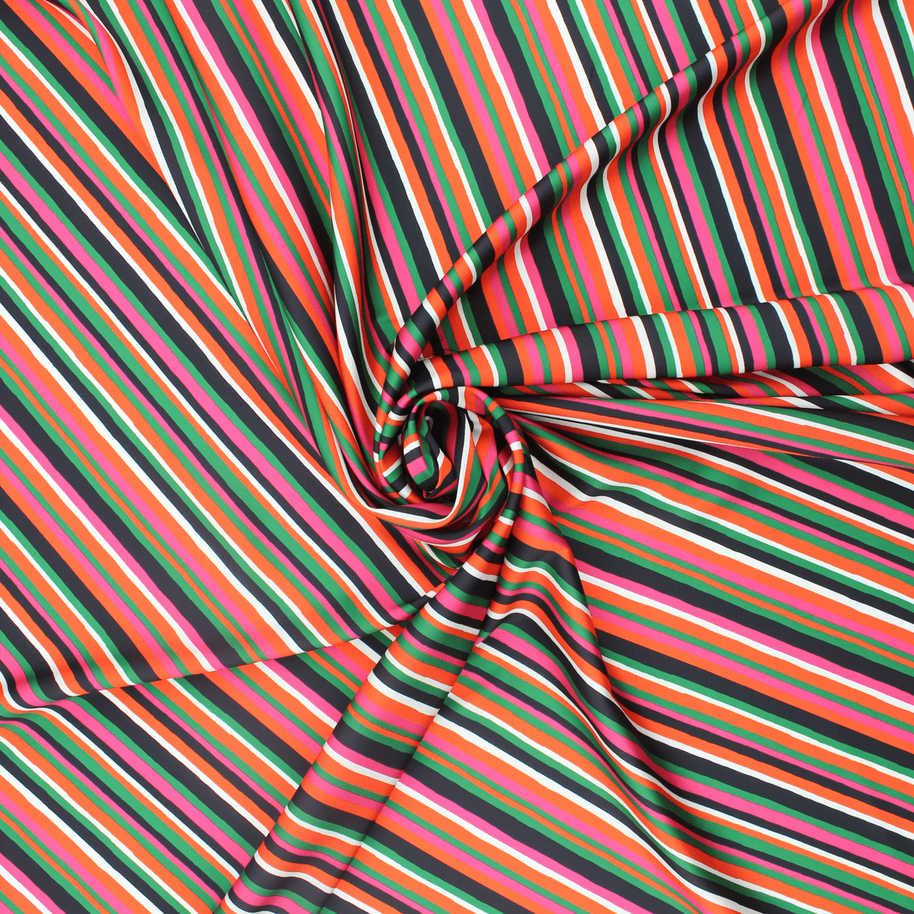 Retalho Camiseiro Riscas Acetinado - rosa & verde Retalhos Feira dos Tecidos Online