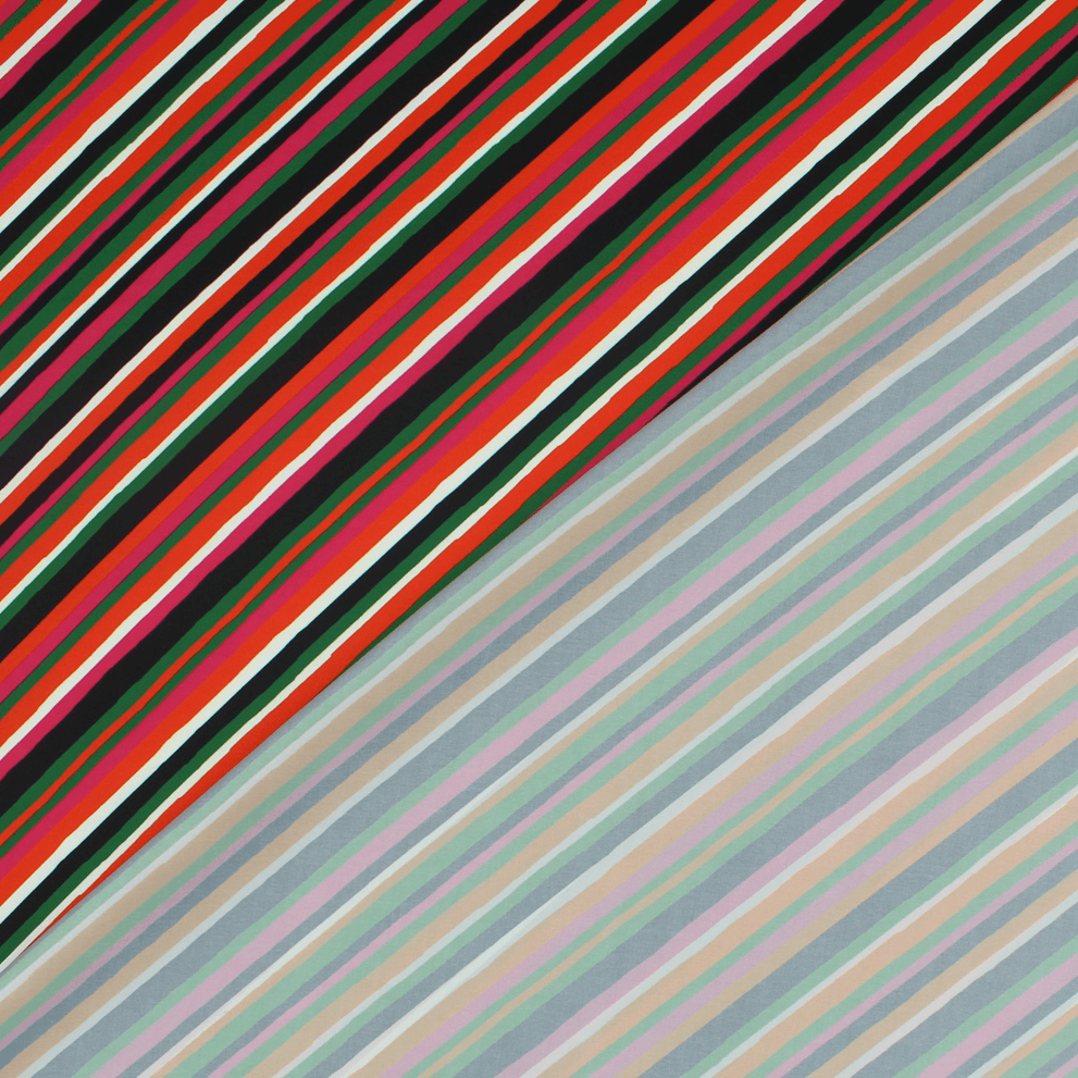 Retalho Camiseiro Riscas Acetinado - rosa & verde Retalhos Feira dos Tecidos Online