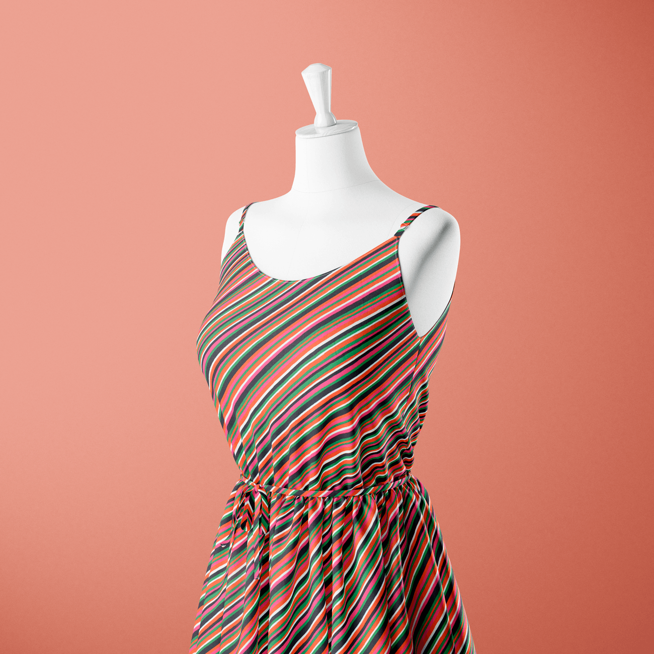 Retalho Camiseiro Riscas Acetinado - rosa & verde Retalhos Feira dos Tecidos Online